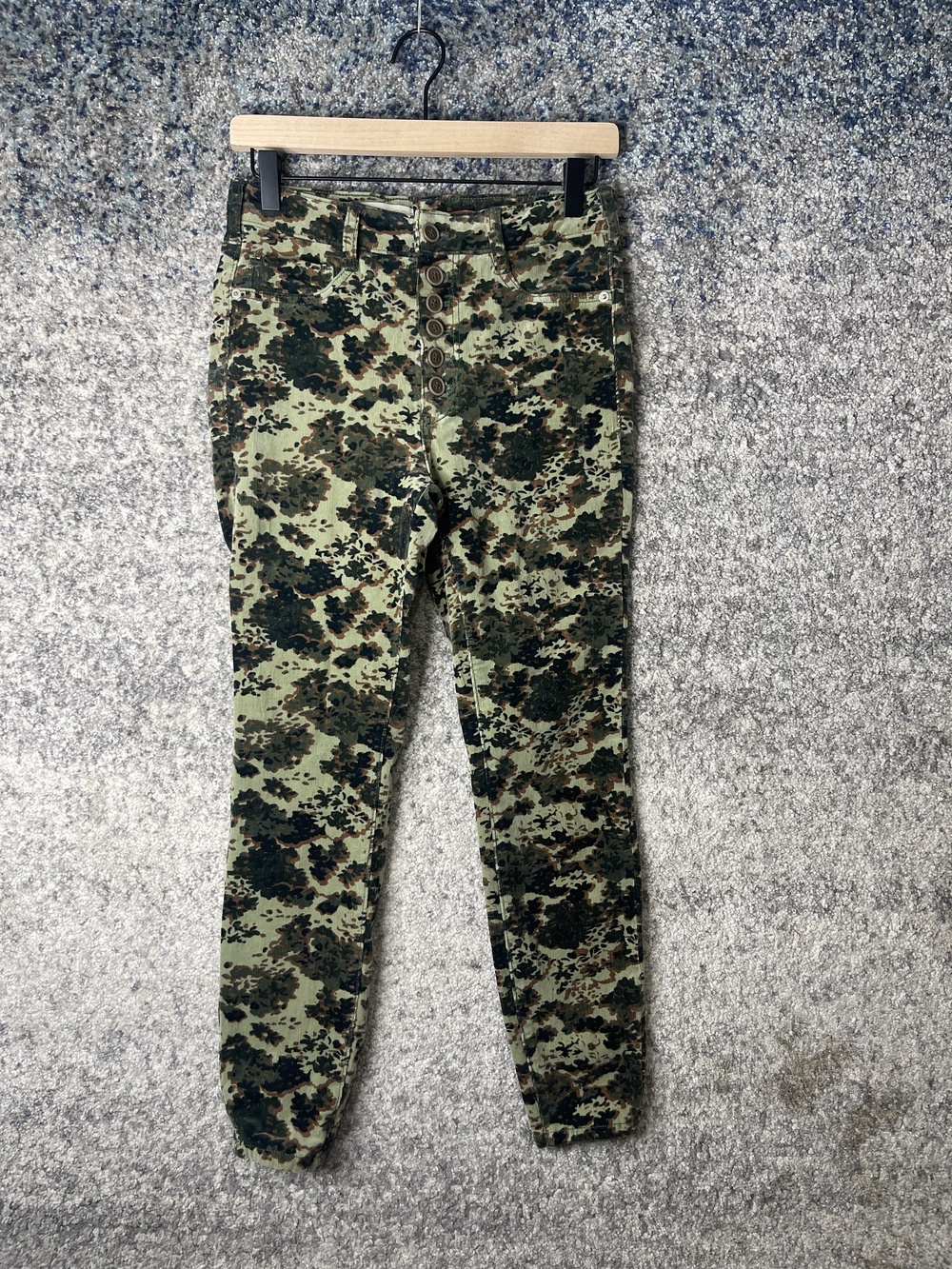 Pilcro Pants Womens 28 Camo Corduroy High Rise Skinny Button Fly Anthropologie